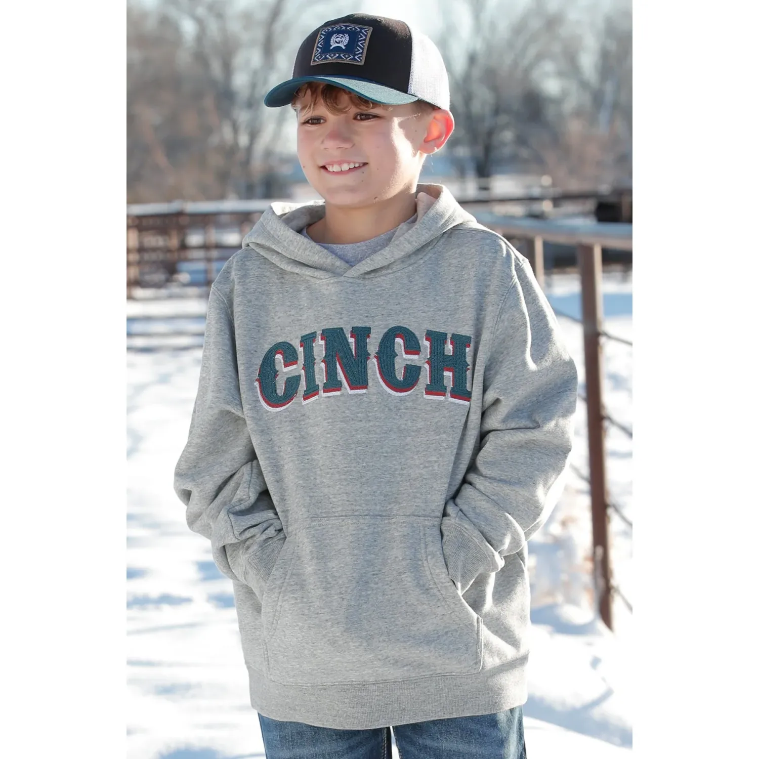 Cinch Boy's Pullover Hoodie - Grey, Size: XS