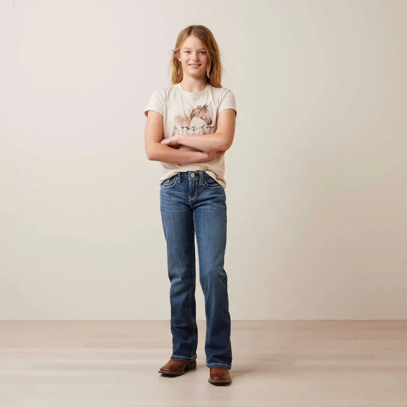 Ariat Girl's Caballo Tee - Oatmeal Heather, Size: XS