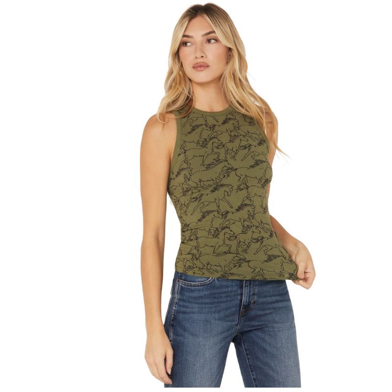Wrangler Women's Sleeveless Tank-Horse Green