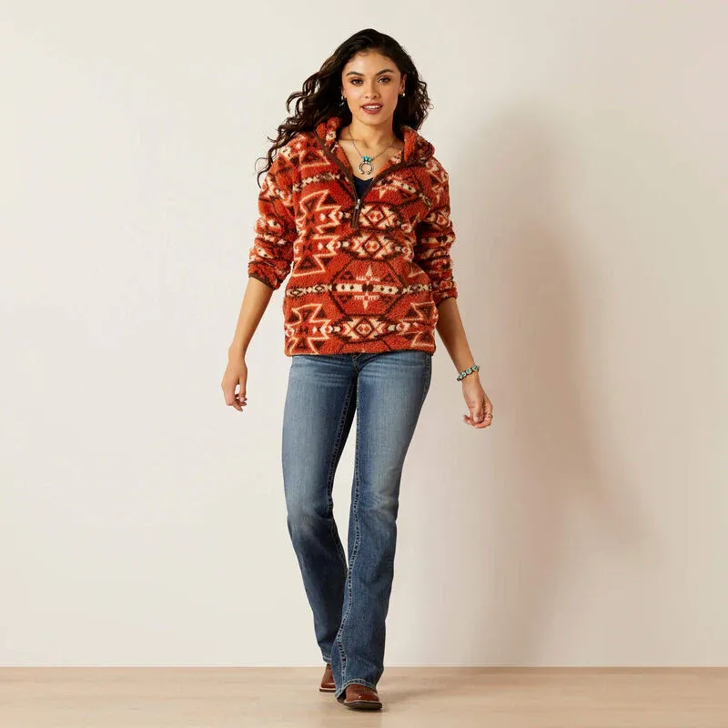 Ariat Women's REAL Berber Pullover Sweatshirt - Burnt Brick Print
