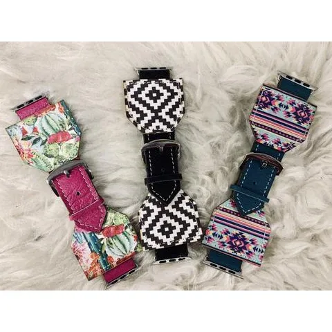 Printed Apple Watch Band, Size: 38 MM, Style: BLACK AZTEC