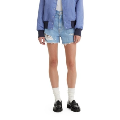Levi Womens High Waisted Mom Shorts - Light Indigo Stonewash