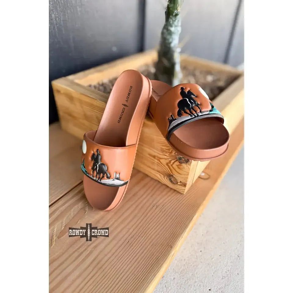 Rowdy Crowd Saddle Bum Slides- Brown