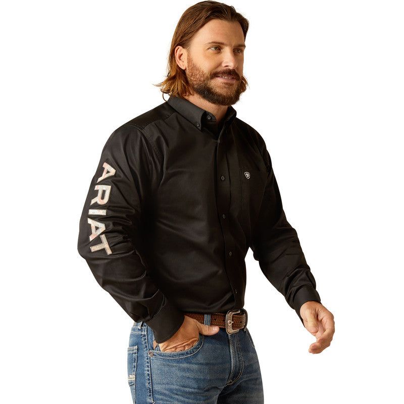 Ariat Men's Team Logo Twill Fitted Long Sleeve Shirt - Black