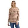 Wrangler Women's Long Sleeve Knit Tee Shirt- White/Brown