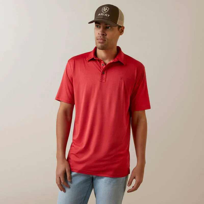 Ariat Men's Charger 2.0 Fitted Polo - Tango Red, Size: S