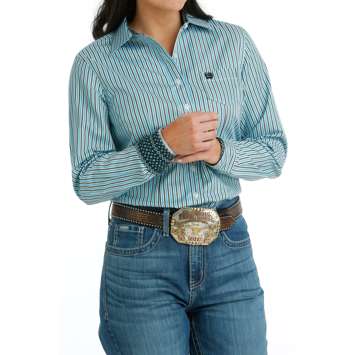 Cinch Women's LS Stripe Shirt - Multi