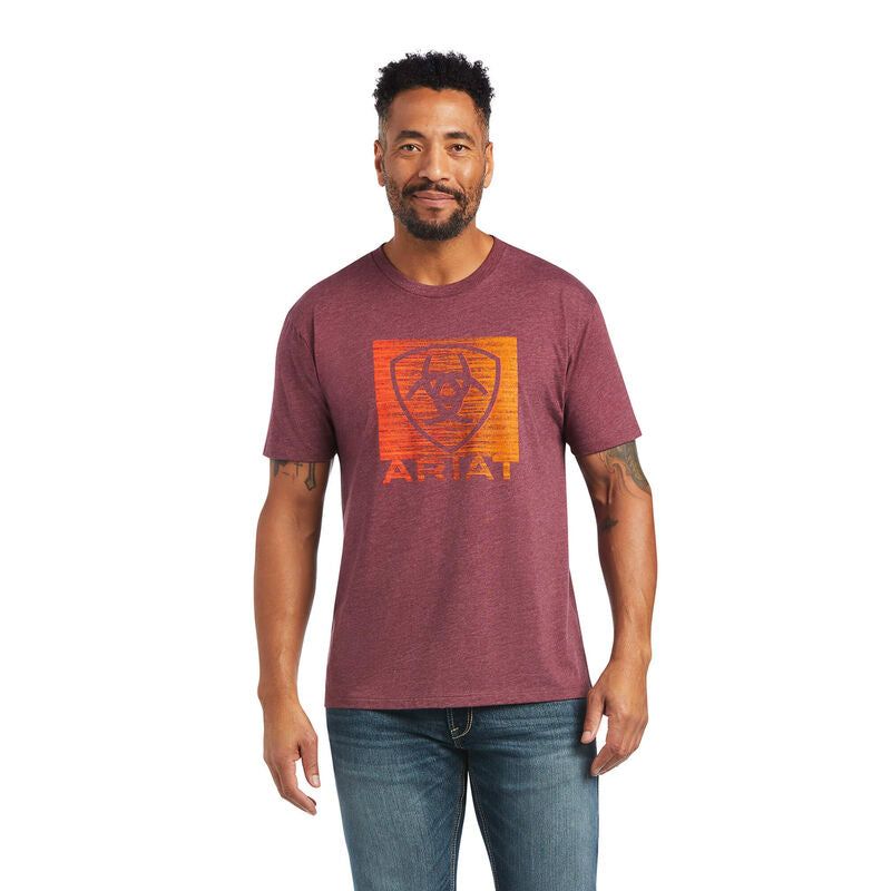 Ariat Mens Gradient SS TShirt Burgundy Heather