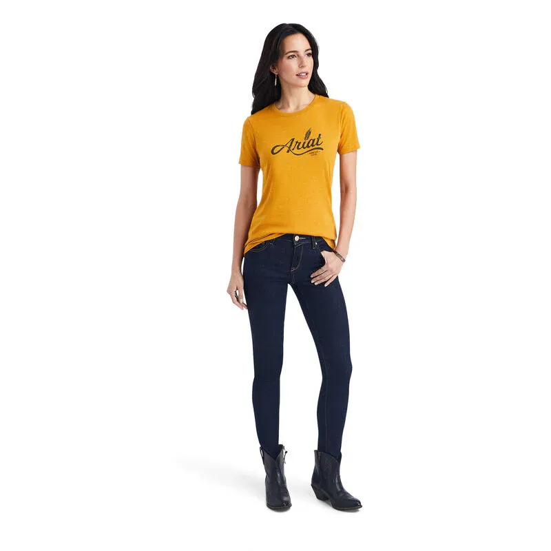 Ariat Womens Wheat Script Tee Buckhorn Heather