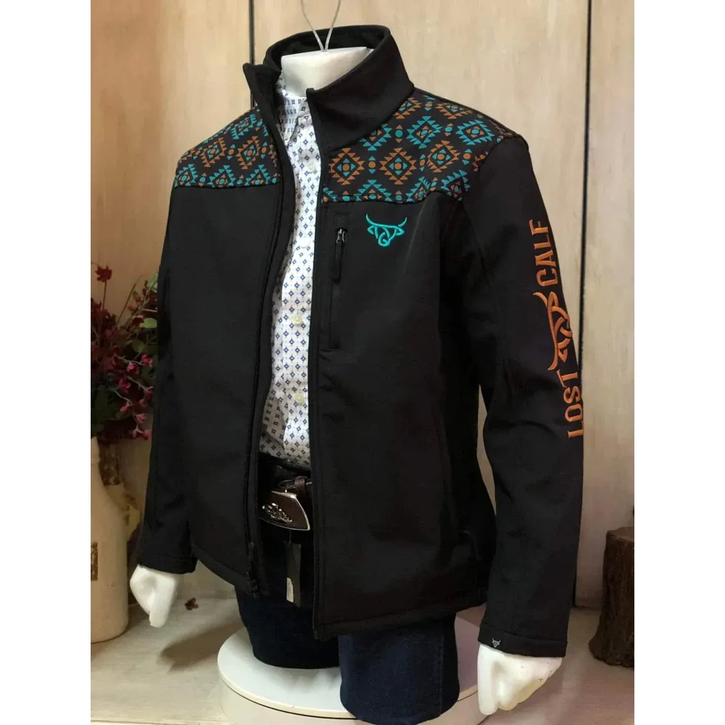 Lost Calf Aztec jacket, Color: black-wash, Size: 24-1