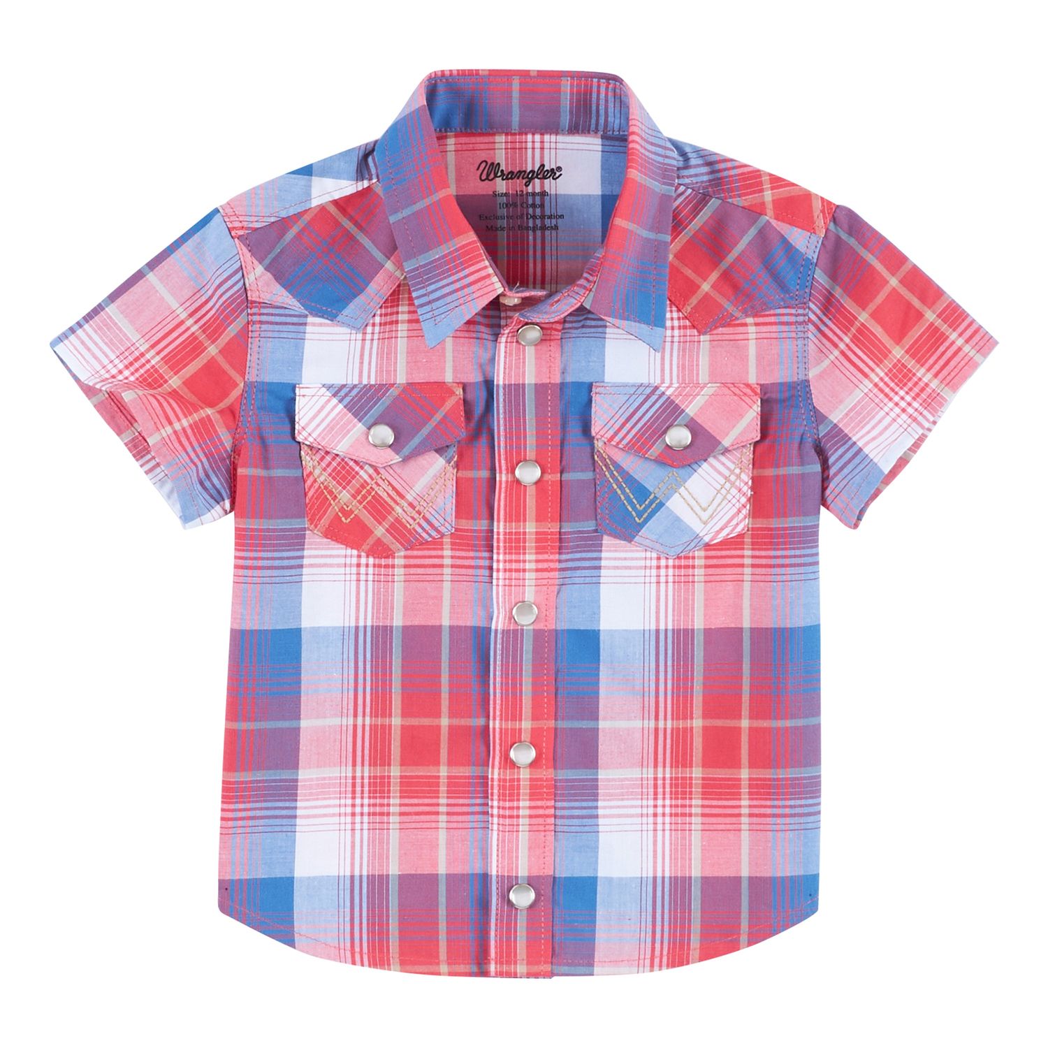 Wrangler Boys Red/Blue Plaid Shirt SS