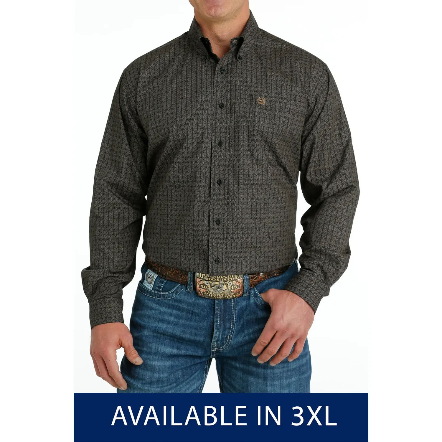 Cinch Men's Long Sleeve Print Shirt - Stone