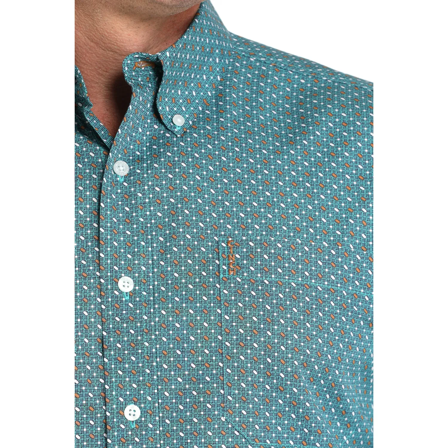 Cinch Men's Long Sleeve Print Shirt - Turquoise - MTW1347140