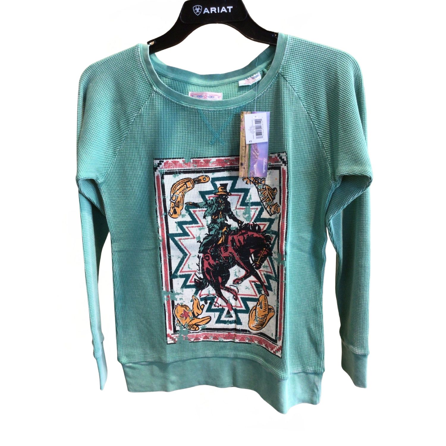 Panhandle Ribbed Graphic Sweatshirt - Turquoise
