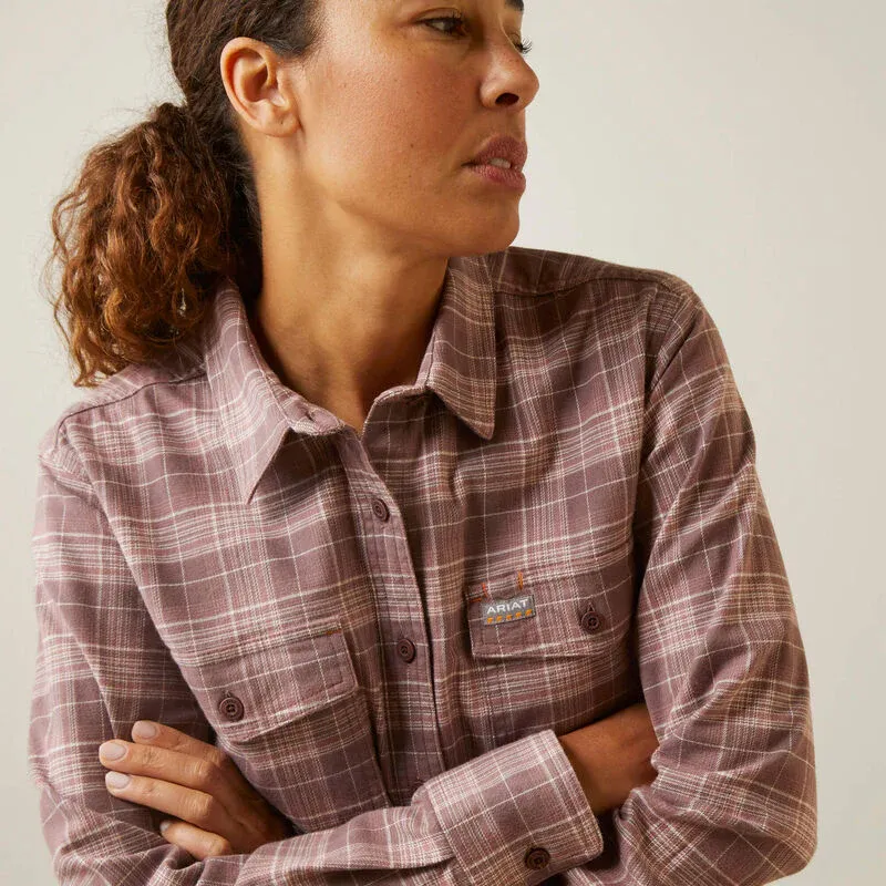 Ariat Women's Rebar Flannel DuraStretch Work Shirt - Peppercorn Plaid