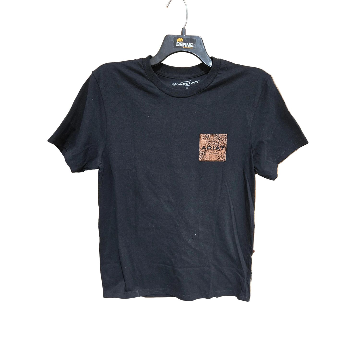 Ariat Men's Boot Leather Pitch Short Sleeve Tee Shirt - Black