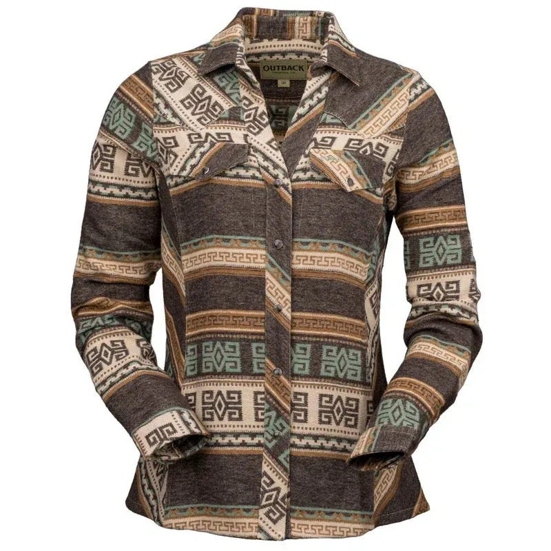 Outback Trading Women's Lorelei Performance Shirt - Assorted Colours, Colour: chocolate-2, Size: 1X