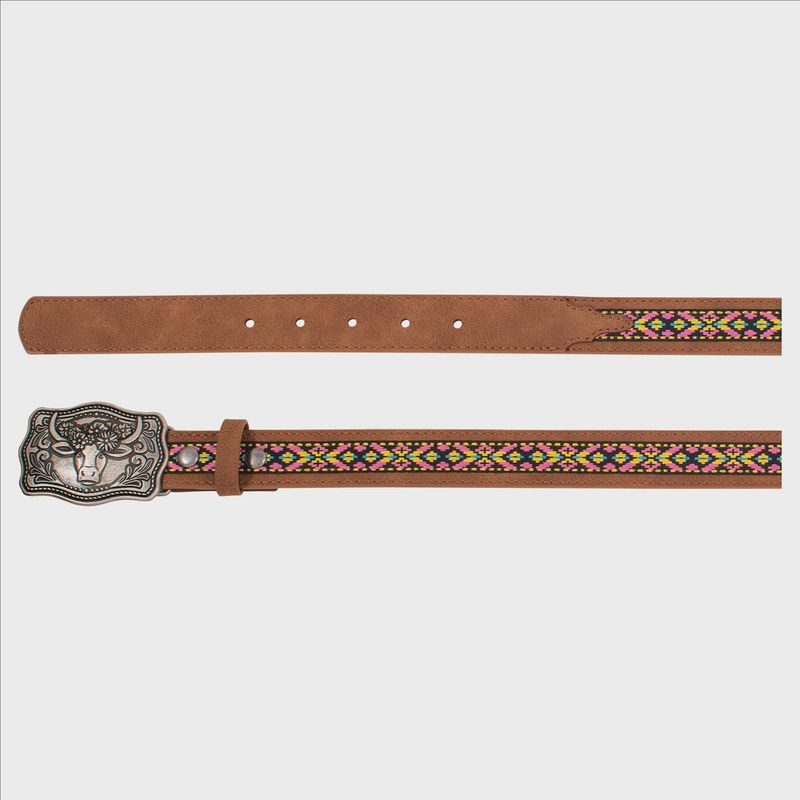 Catchfly Girls Tan Belt with Multicolor Ribbon