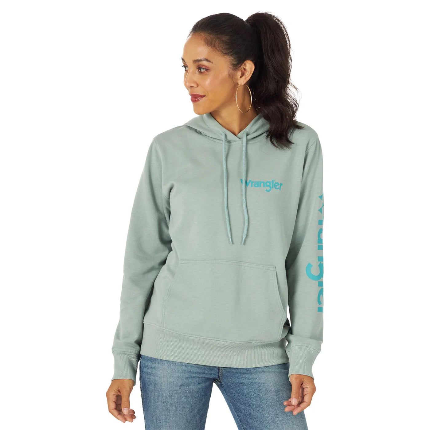 Wrangler Women's Retro Punchy Logo Hoodie - Teal