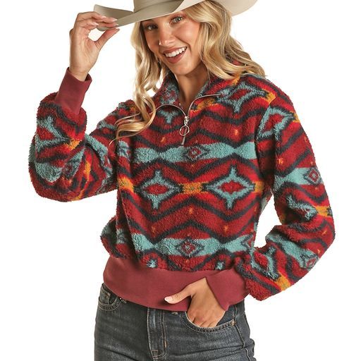 Rock &amp; Roll Women's Sherpa Pullover - Black
