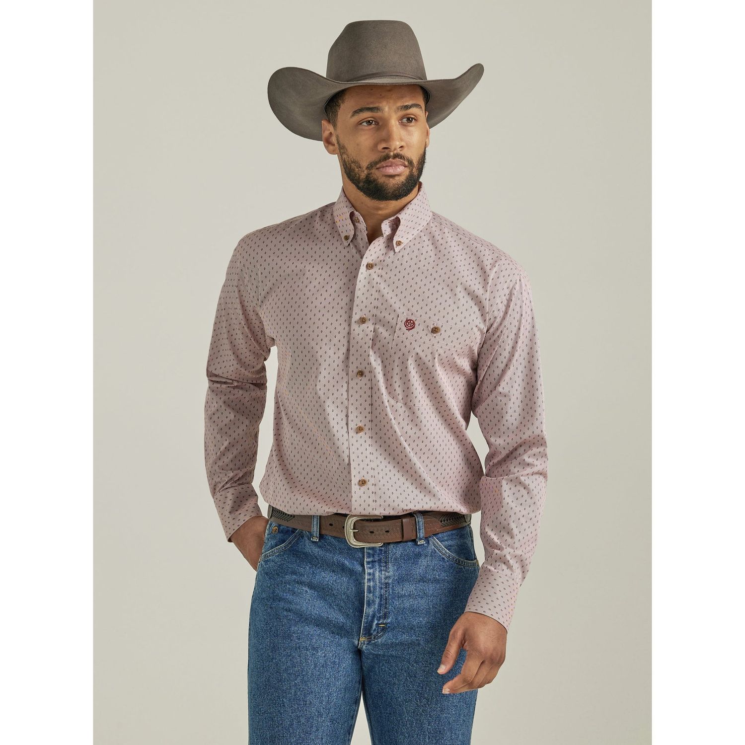 Wrangler Men's George Strait Long Sleeve Shirt - Pink
