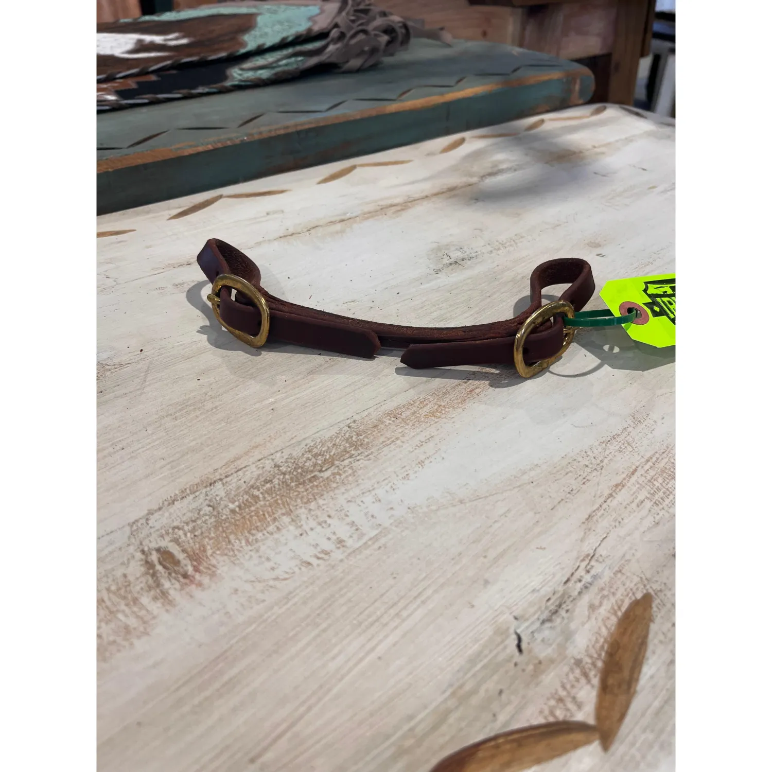 Irvine Harness Leather Curb Strap, Colour: Natural SS Buckle, Size: r