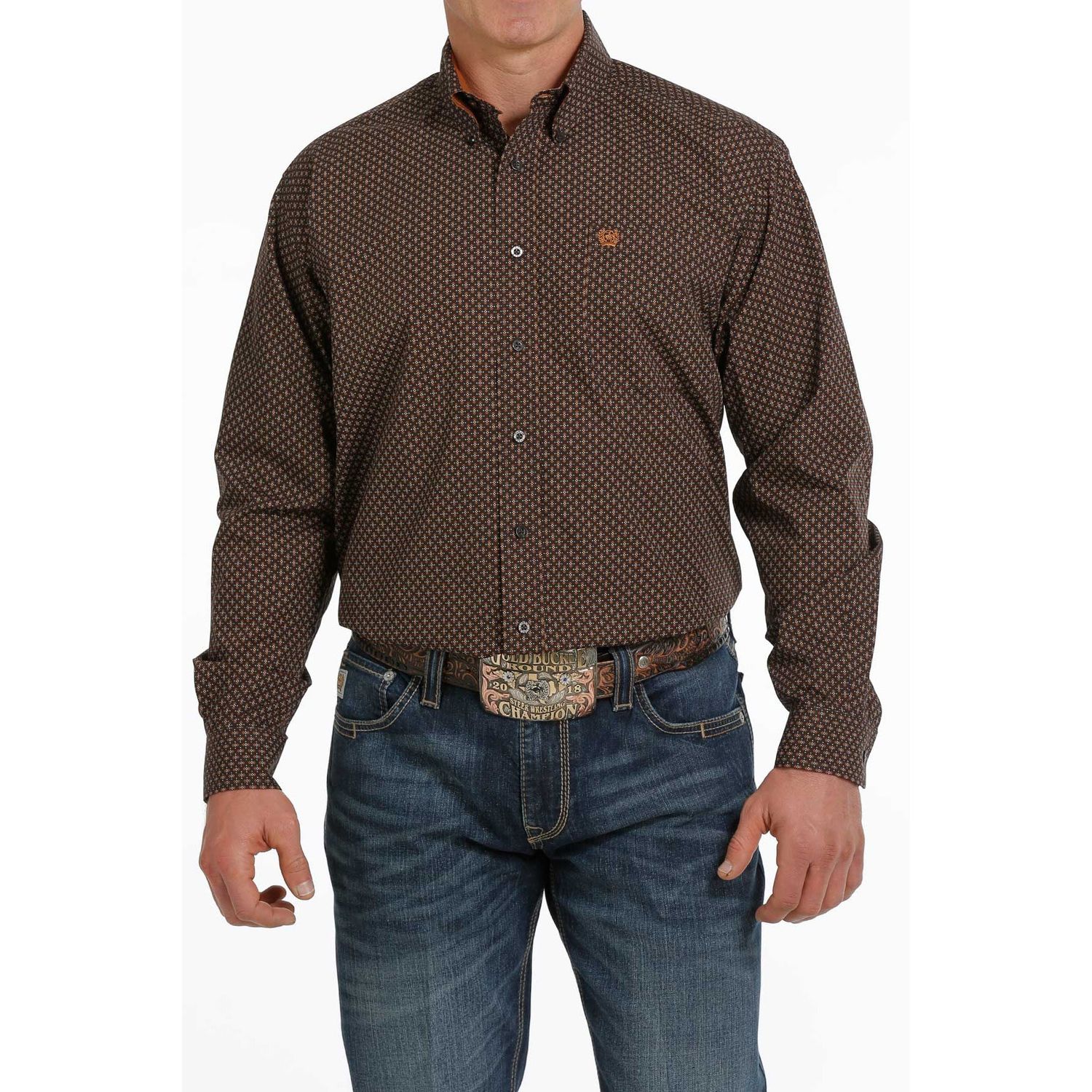 Cinch Men's LS Print Brown