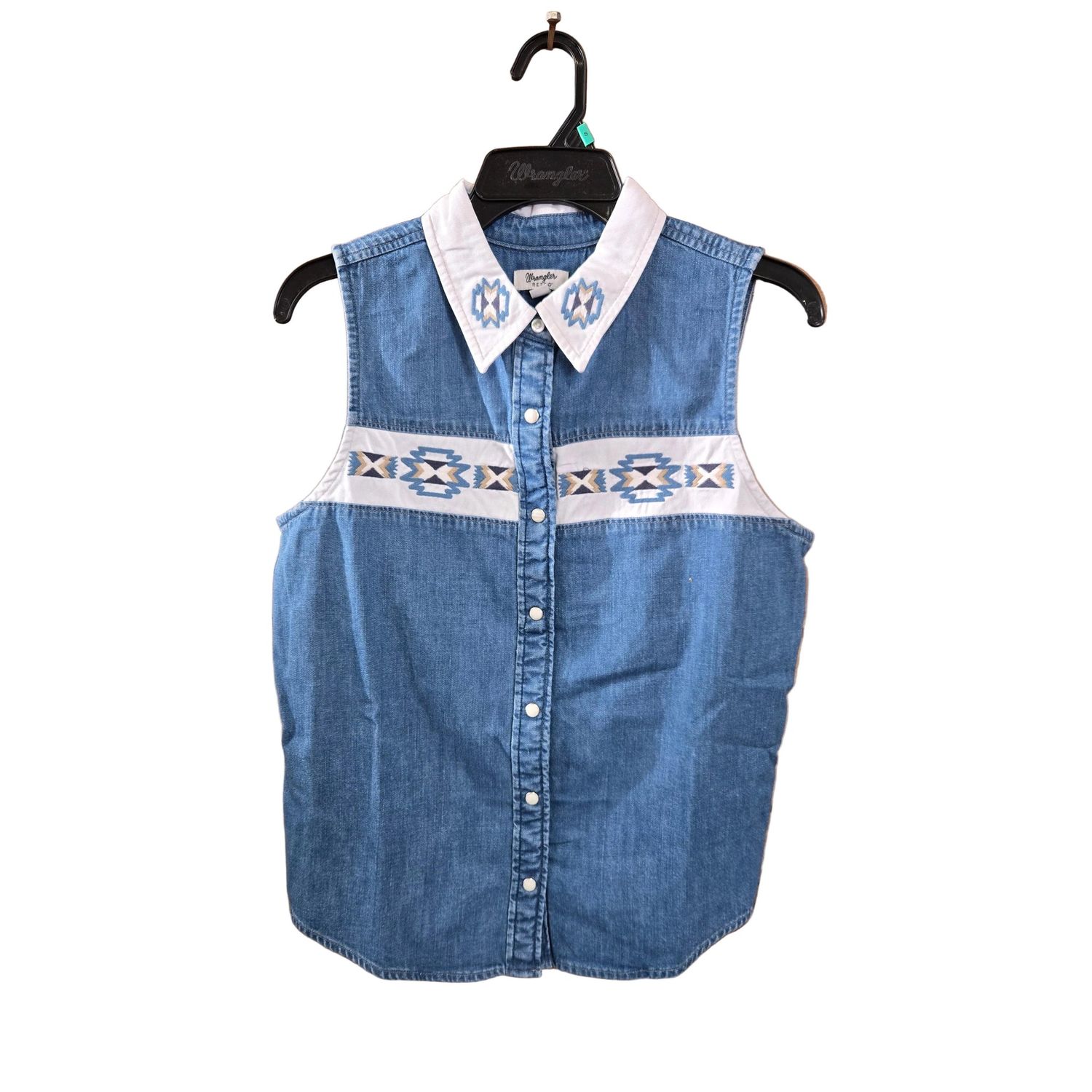 Wrangler Women's Sleeveless Snap Checotah- Denim