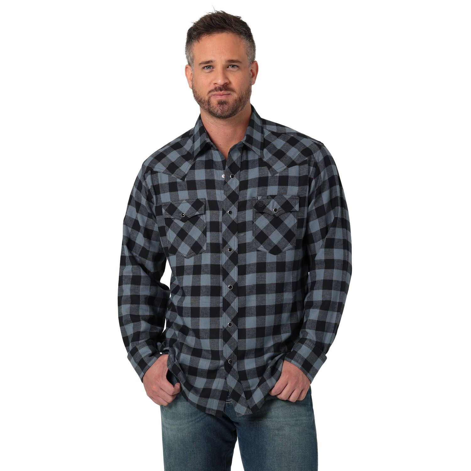 Wrangler Men's Retro Flannel Long Sleeve Shirt - Grey