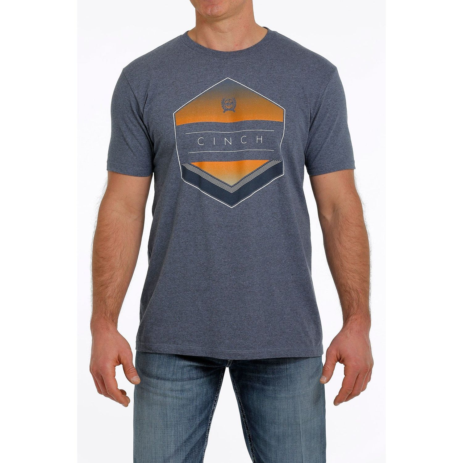 Cinch Men's SS Tee Heather Blue