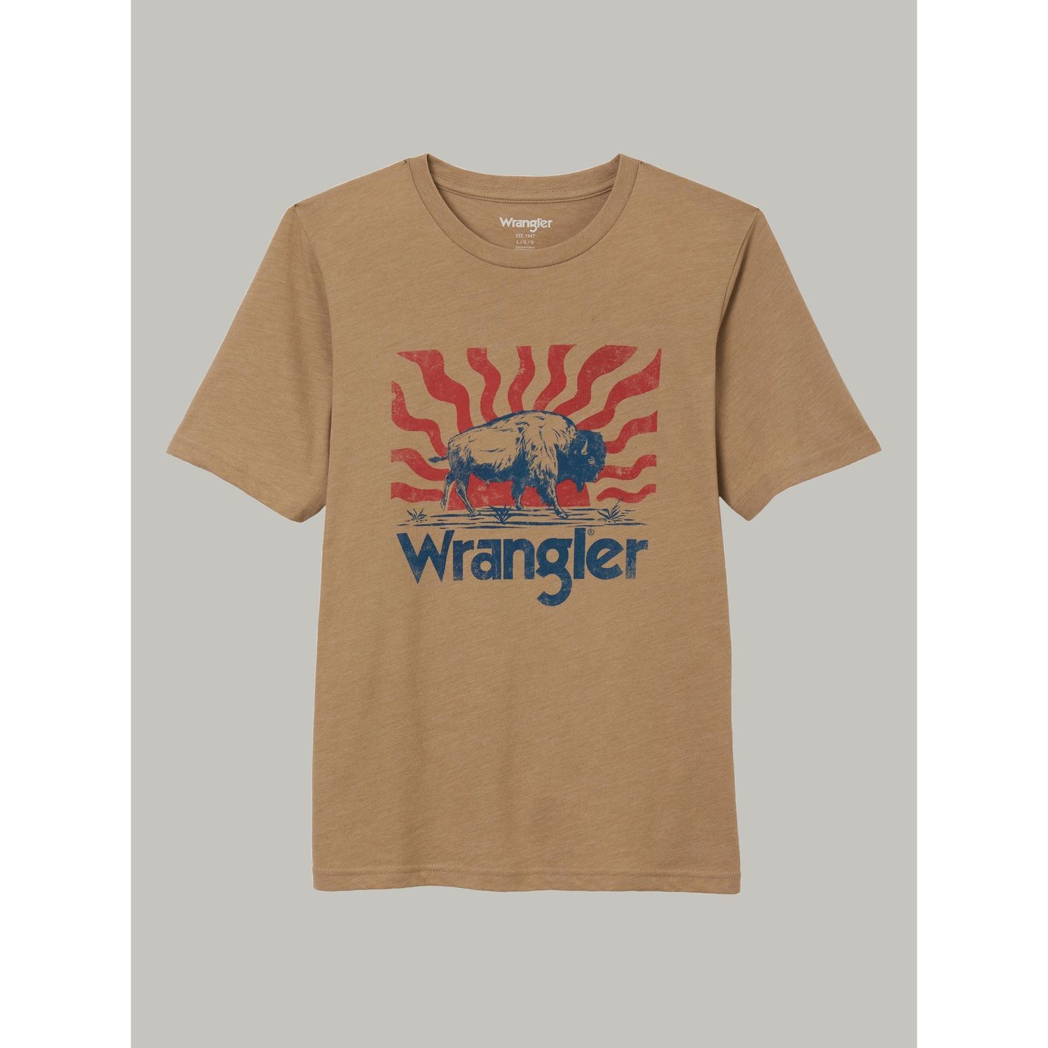 Wrangler Boy's Bison Waves Short Sleeve Graphic Tee - Brown