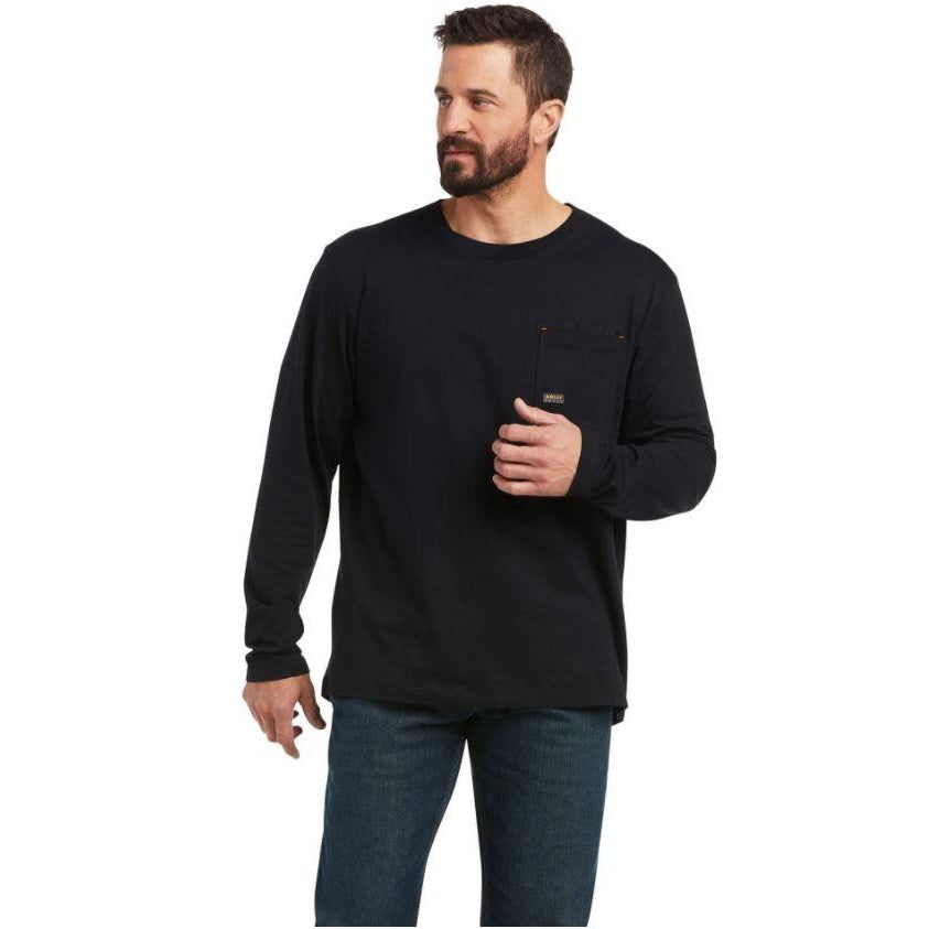 Ariat Mens Rebar Workman Full Coverage LS Tee Black