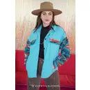 Lucky &amp; Blessed Turquoise Aztec Corduroy Jacket