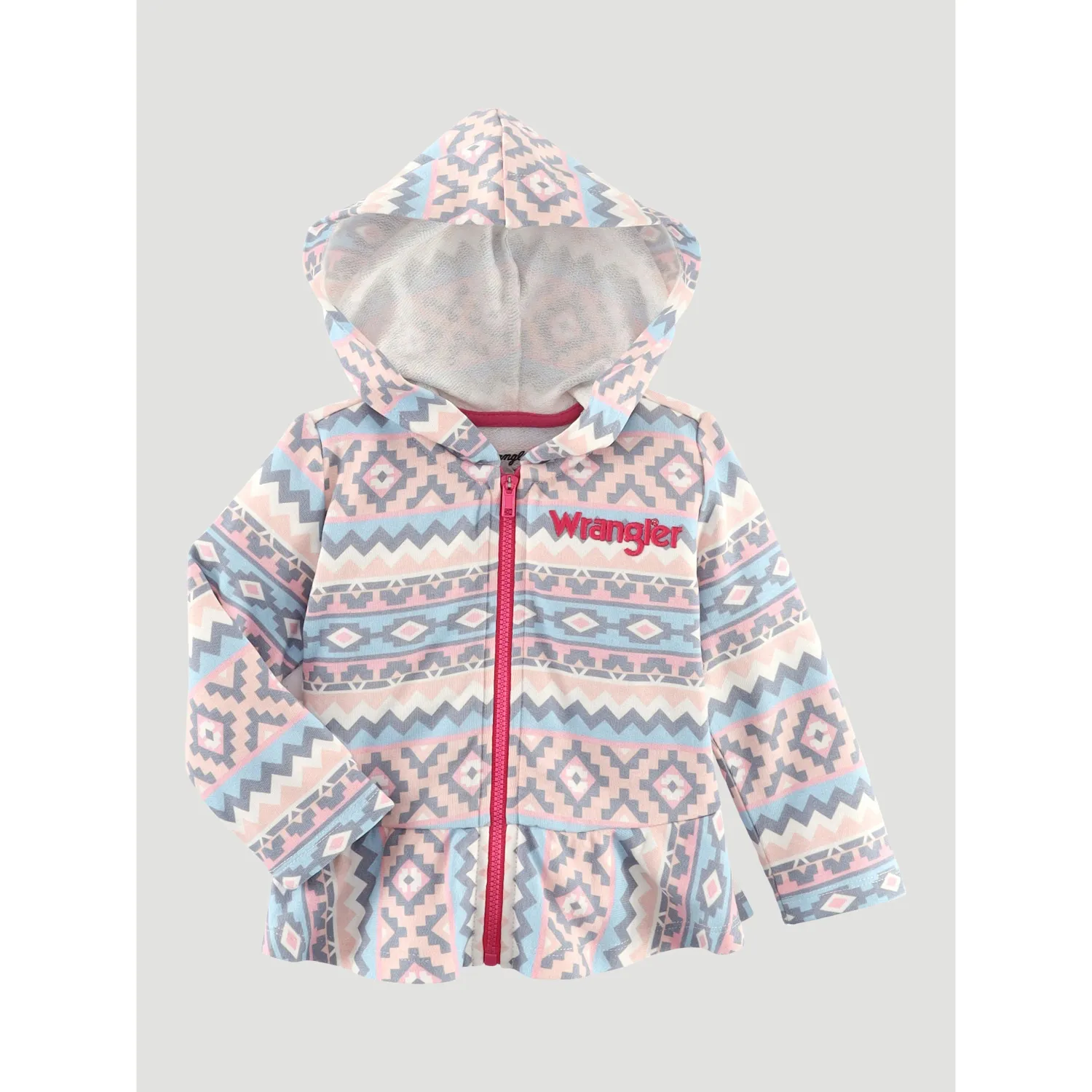 Wrangler West Baby Girl Long Sleeve Zip Aztec Hoodie, Size: 3T