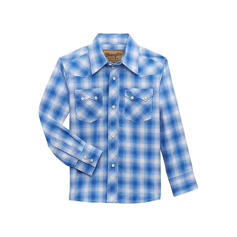 Wrangler Boy's Retro Long Sleeve Shirt- Blue