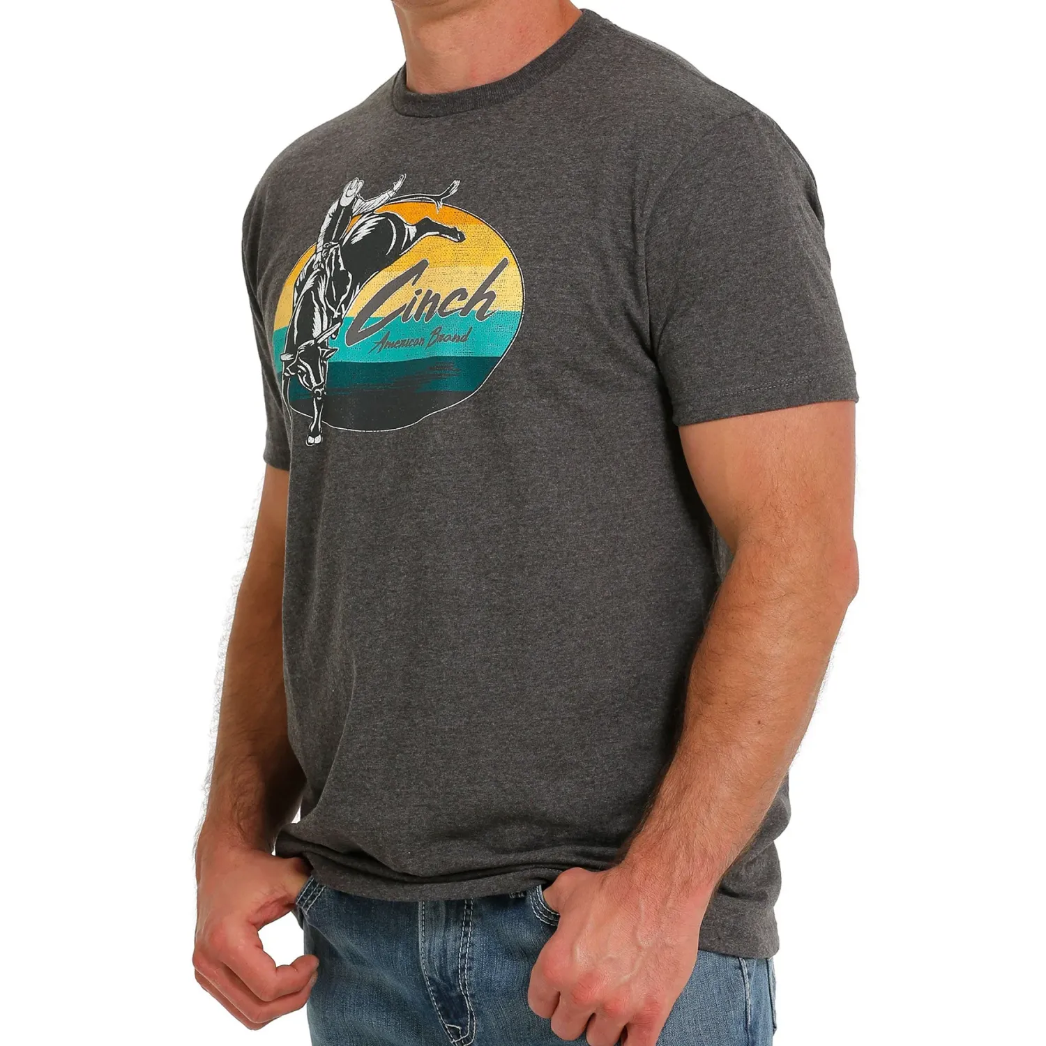 Cinch Men's Short Sleeve Graphic Tee - Heather Charcoal