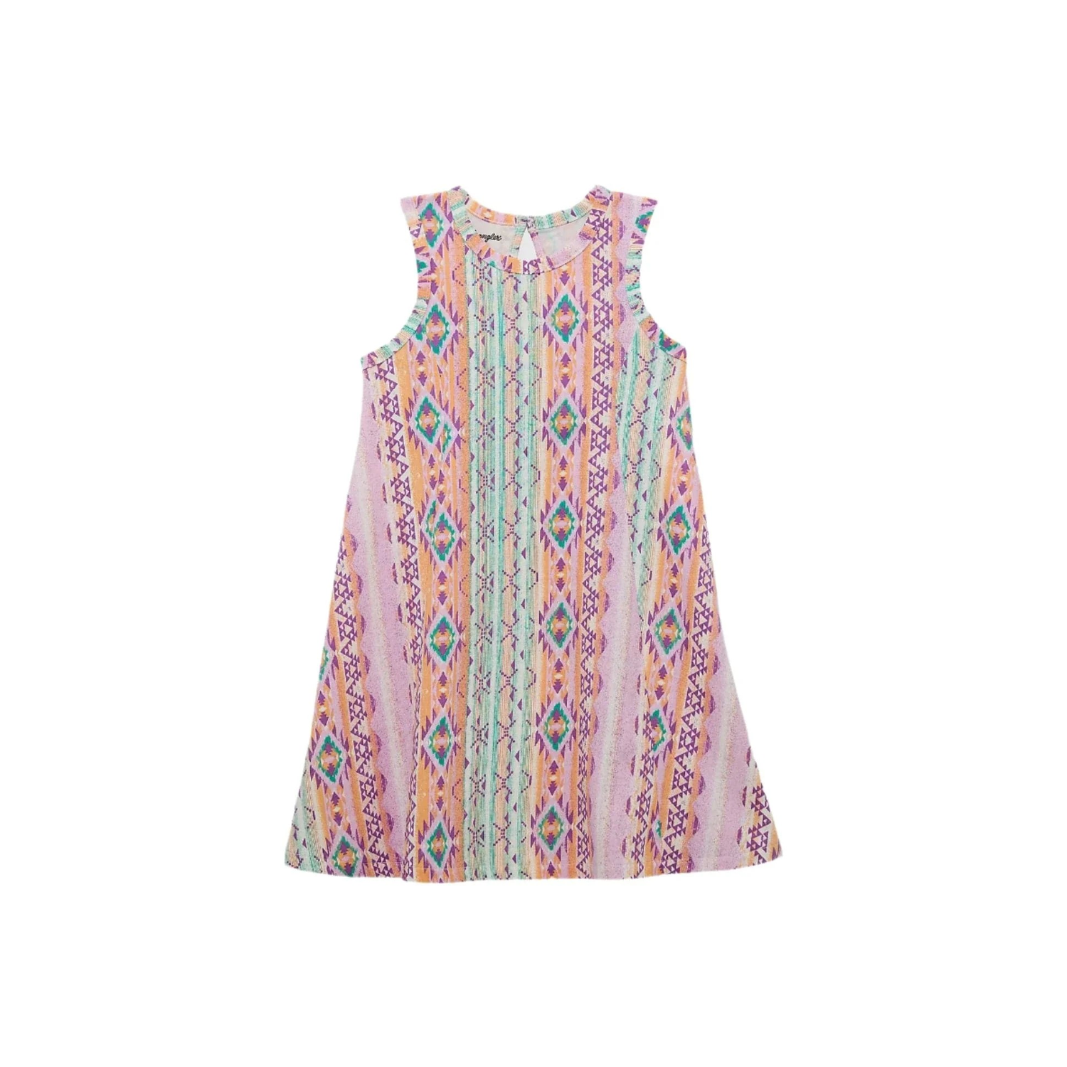 Wrangler SU25 Girl's Sleeveless Aztec Print Dress- Purple Multi