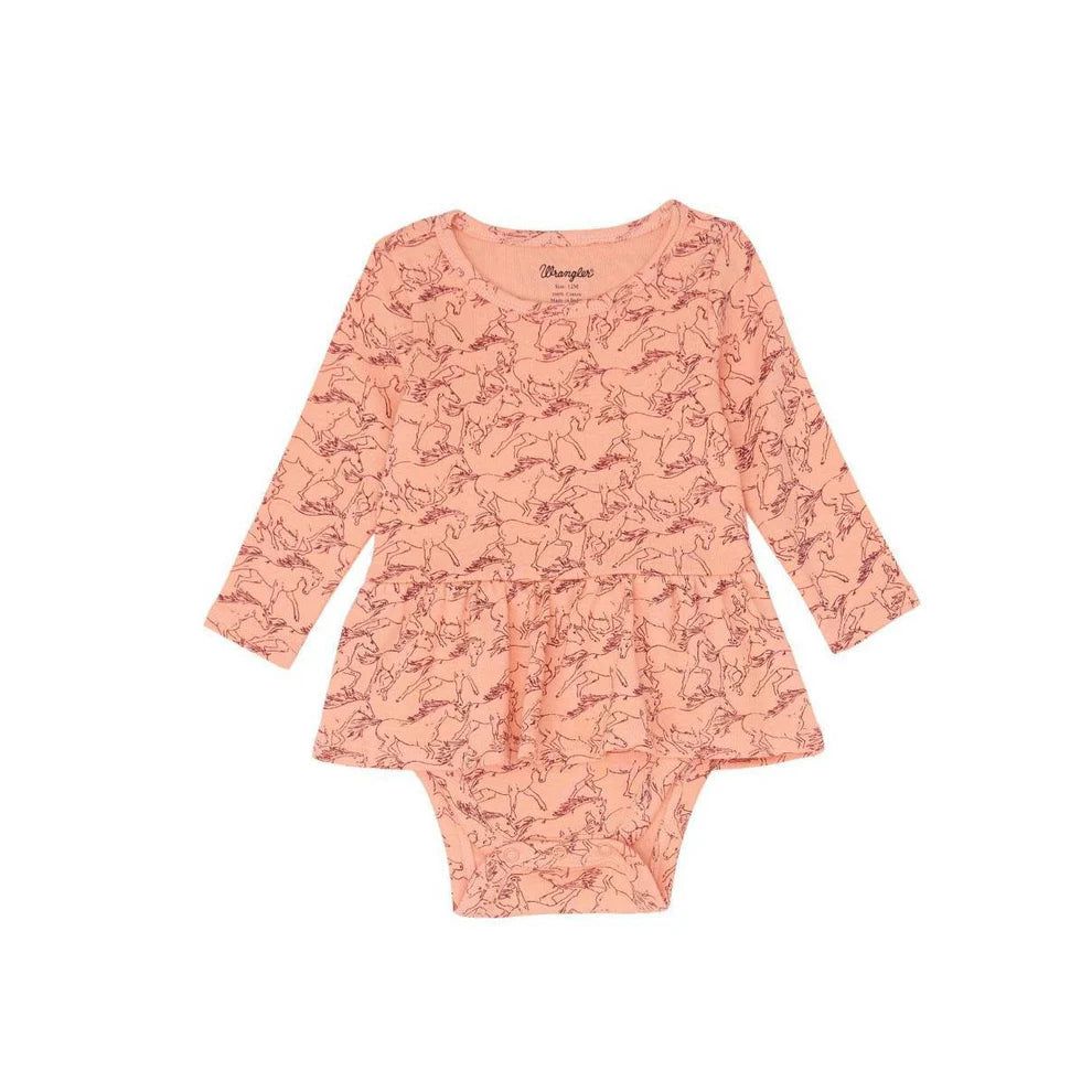 Wrangler HO24 West Baby Girl Long Sleeve Onsie- Peach