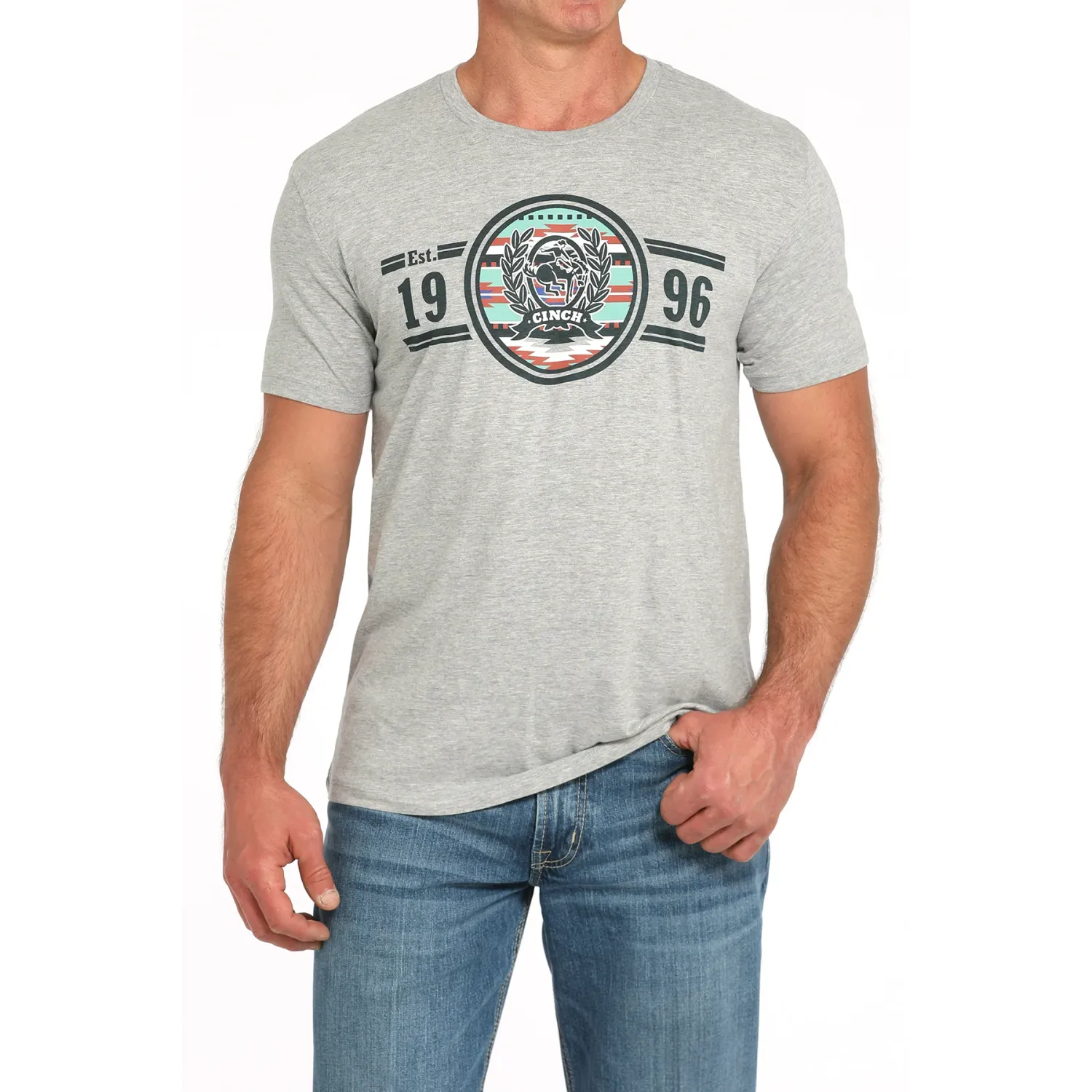 Cinch Men's Short Sleeve Graphic Tee Shirt- Grey - MTT1690683