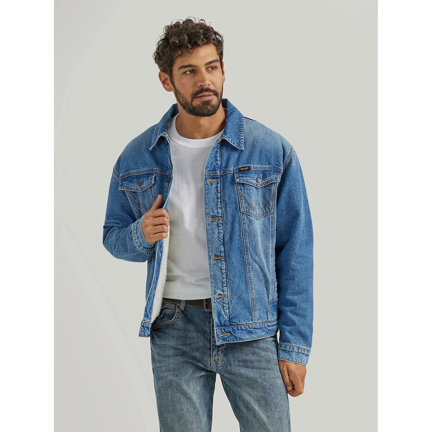 Wrangler Men's Long Sleeve Retro Sherpa Lined Denim Jacket-