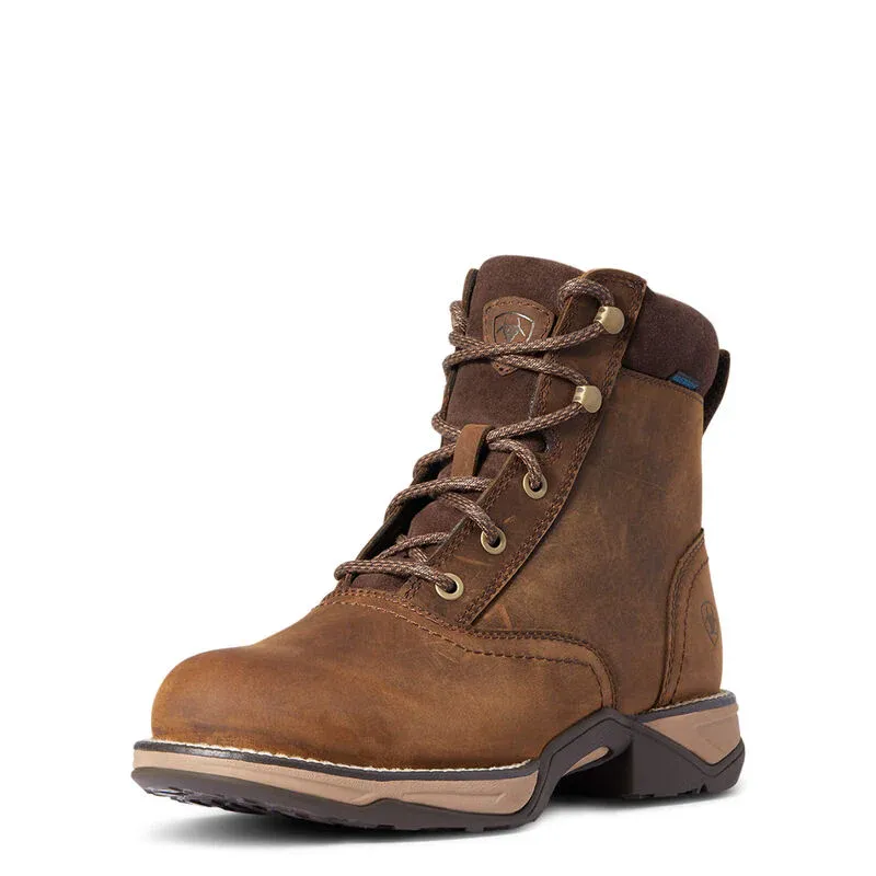 Ariat Women's Anthem Round Toe Lacer Waterproof Boots - Distressed Brown, Size: 5.5