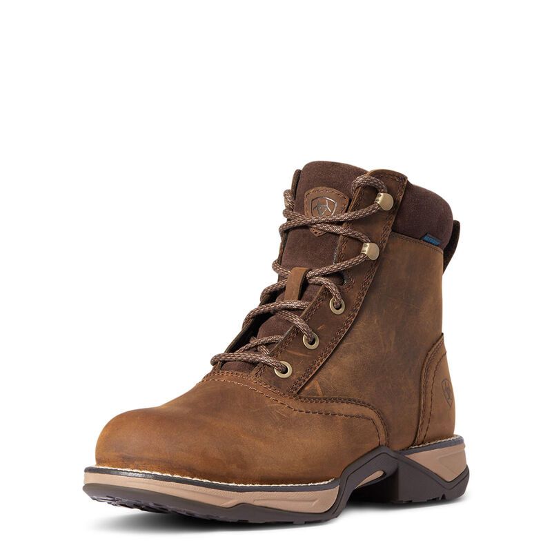 Ariat Women's Anthem Round Toe Lacer Waterproof Boots - Distressed Brown