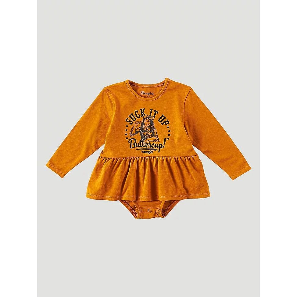 Wrangler Baby Girl Long Sleeve Suck It Up Buttercup Onesie