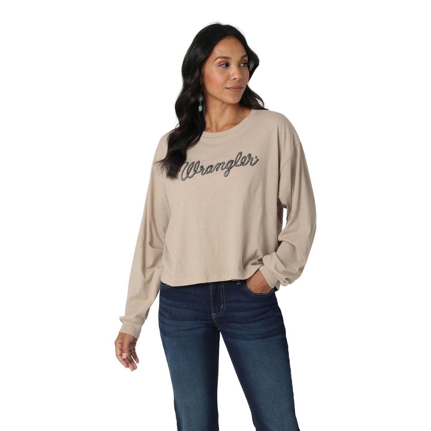Wrangler Women's Retro Long Sleeve T-Shirt - Trenchcoat Heather