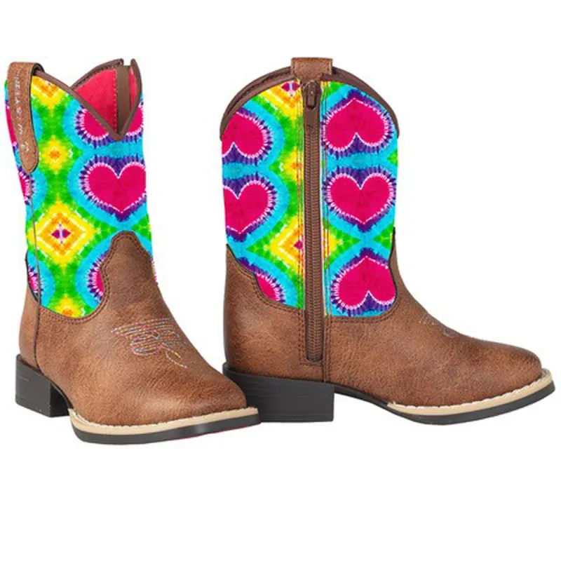 Twister Girls Abigale Western Boots w/Zipper Access - Tie Dye/Brown