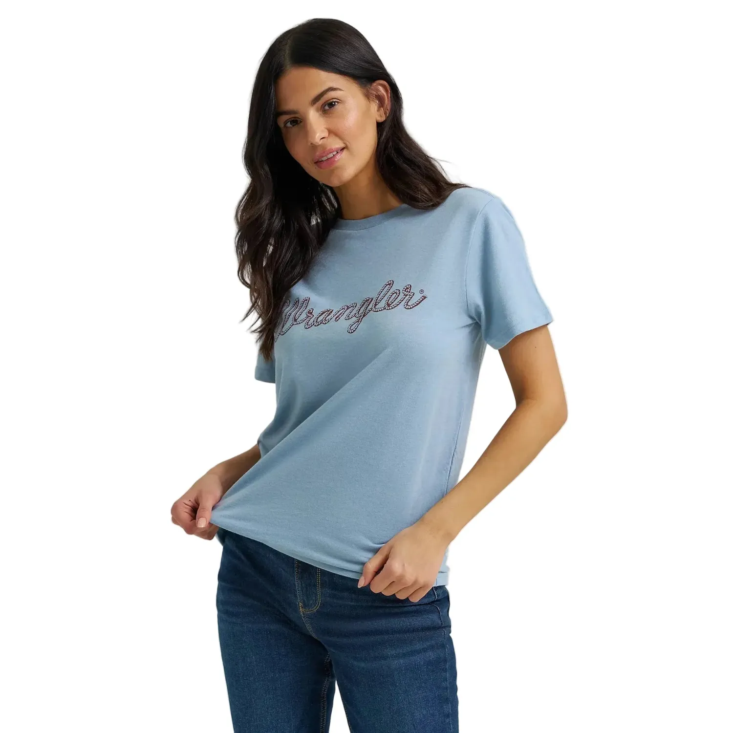 Wrangler Women's Short Sleeve Tee Shirt- Multiple Colours, Colour: Ashley Blue Heather, Size: XS