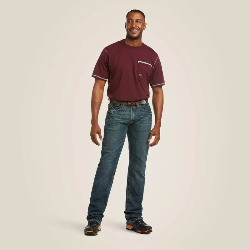 Ariat Rebar M5 Durastretch Edge STK Straight Jean Mens Low Rise - Ironside, Length: 30, Waist: 28