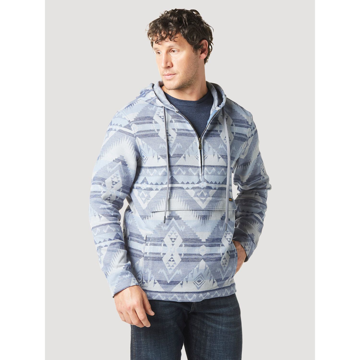 Wrangler Quarter Zip Hooded Popover Jacket, Size: XL