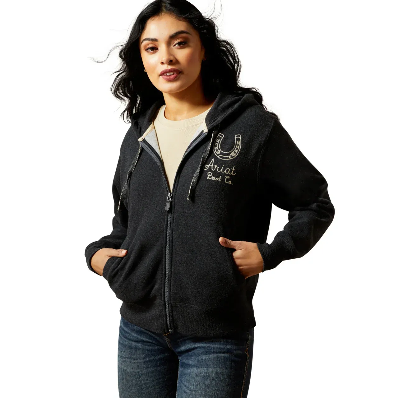 Ariat Women's Long Sleeve Stitched Hoodie- Charcoal Heather