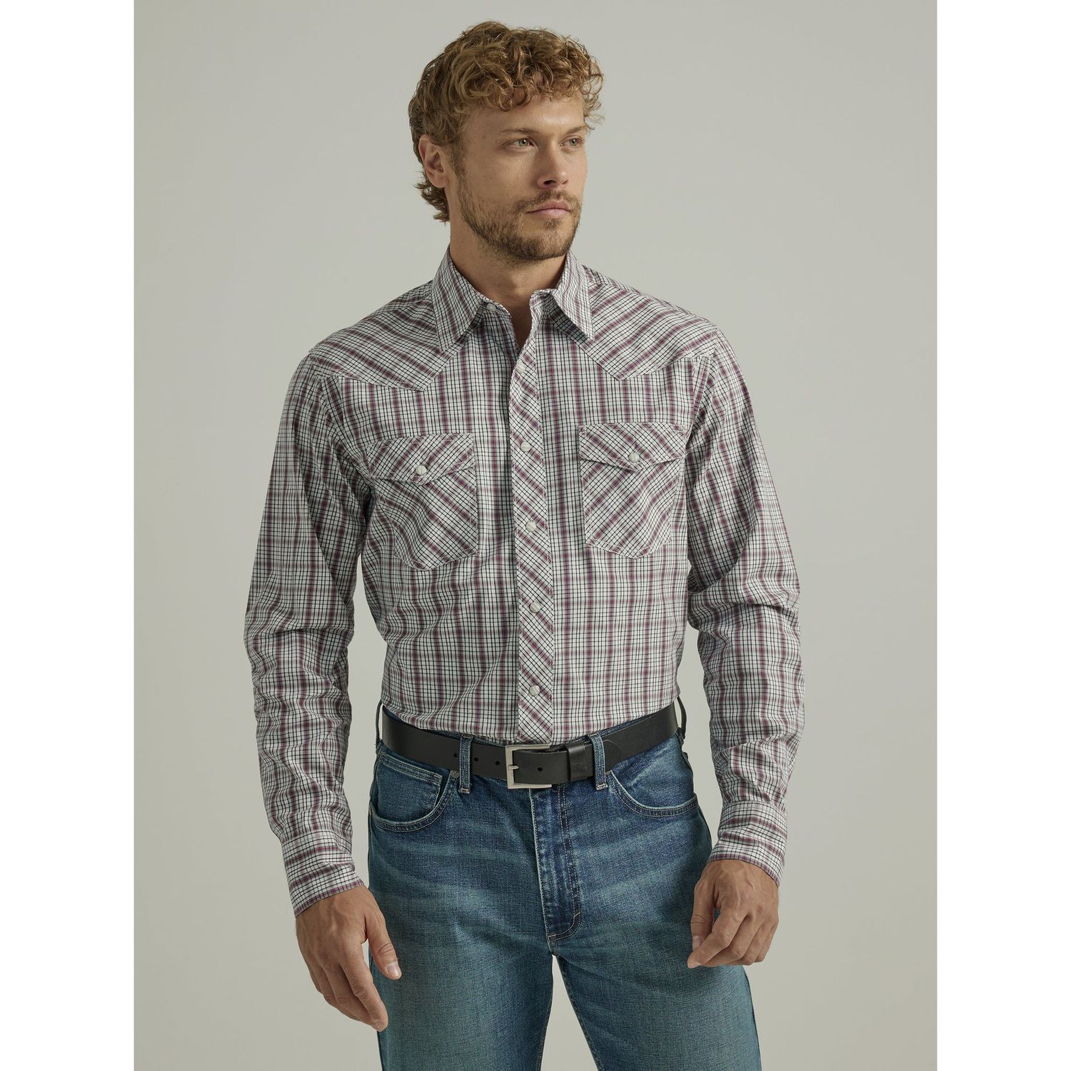 Wrangler Men's 20X Competition Advanced Comfort Long Sleeve Shirt - Fuschia